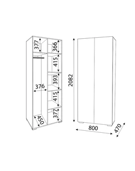 Осло NEW (спальня) М03 (ручка брусок) Шкаф 2-х ств штанга/полки, изображение 2