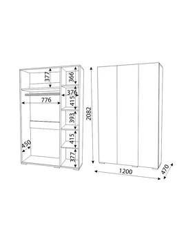 Осло NEW (спальня) М04 (ручка брусок) Шкаф 3-х ств, изображение 2