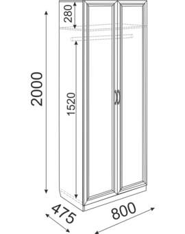 Остин (подростковая) М02 Шкаф штанга 800, изображение 3
