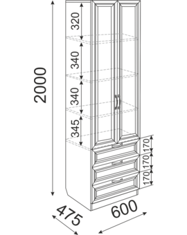 Остин (подростковая) М04 Шкаф с ящиками 600, изображение 3