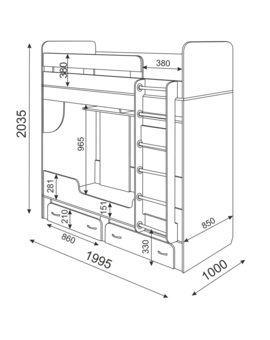 Остин (подростковая) М25 Кровать двухъярусная, изображение 3