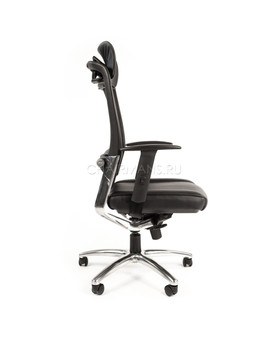 Кресло руководителя Chairman Ergo 281 chrome сетка/кожа черный, изображение 3