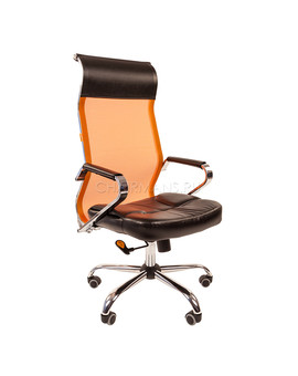 Кресло руководителя Chairman 700 сетка/экопремиум оранжевый/черный, изображение 1