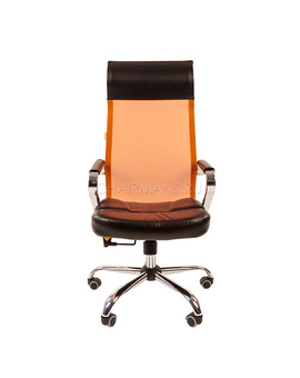 Кресло руководителя Chairman 700 сетка/экопремиум оранжевый/черный, изображение 2