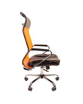 Кресло руководителя Chairman 700 сетка/экопремиум оранжевый/черный, изображение 3