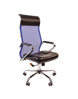 Кресло руководителя Chairman 700 сетка/экопремиум синий/черный, изображение 1