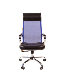 Кресло руководителя Chairman 700 сетка/экопремиум синий/черный, изображение 2