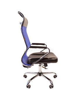 Кресло руководителя Chairman 700 сетка/экопремиум синий/черный, изображение 3