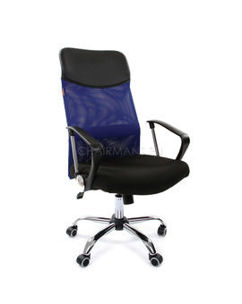Кресло руководителя Chairman 610 сетка/ткань синий/черный, изображение 1