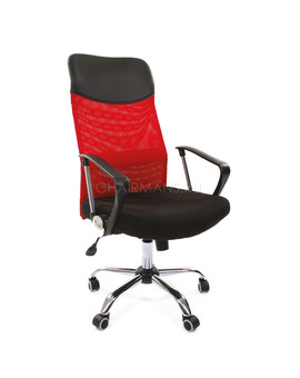 Кресло руководителя Chairman 610 сетка/ткань красный/черный, изображение 1