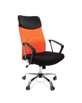 Кресло руководителя Chairman 610 сетка/ткань оранжевый/черный, изображение 1