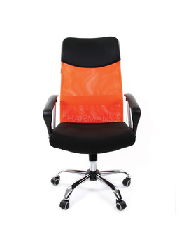 Кресло руководителя Chairman 610 сетка/ткань оранжевый/черный, изображение 2
