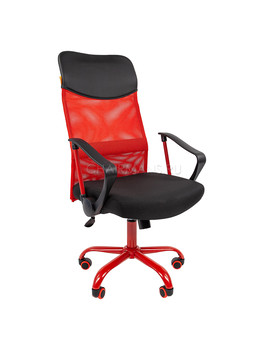 Кресло руководителя Chairman 610 CMet сетка/ткань красный/черный, изображение 1