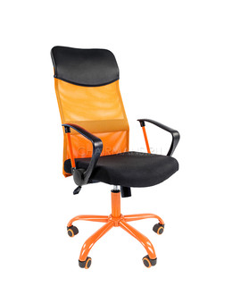 Кресло руководителя Chairman 610 CMet сетка/ткань оранжевый/черный, изображение 1