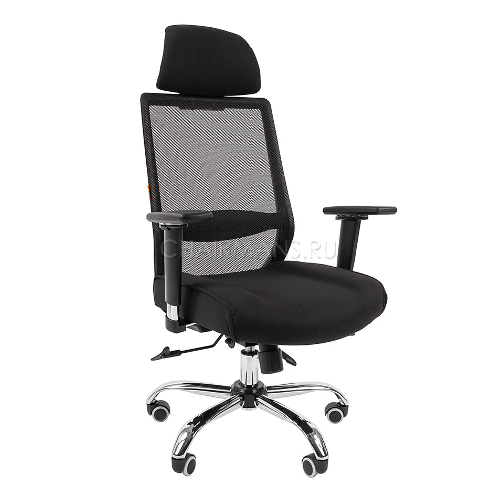 Кресло руководителя Chairman 555 LUX сетка/ткань черный