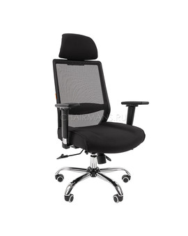 Кресло руководителя Chairman 555 LUX сетка/ткань черный, изображение 1