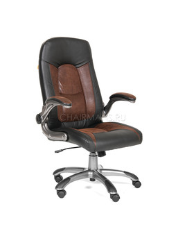 Кресло руководителя Chairman 439 экопремиум/микрофибра черный/коричневый, изображение 1
