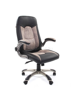 Кресло руководителя Chairman 439 экопремиум/микрофибра черный/бежевый, изображение 1