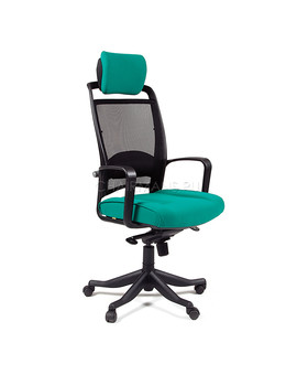 Кресло руководителя Chairman 283 сетка/ткань черный/зеленый, изображение 1