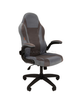 Кресло геймерское Chairman GAME 55 велюр голубой/серый, изображение 1