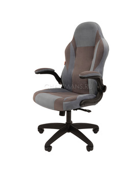 Кресло геймерское Chairman GAME 55 велюр голубой/серый, изображение 4