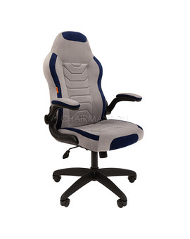 Кресло геймерское Chairman GAME 50 велюр серый/синий, изображение 1