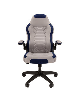 Кресло геймерское Chairman GAME 50 велюр серый/синий, изображение 2