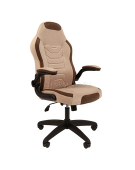 Кресло геймерское Chairman GAME 50 велюр светло-бежевый/коричневый, изображение 1