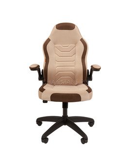 Кресло геймерское Chairman GAME 50 велюр светло-бежевый/коричневый, изображение 2