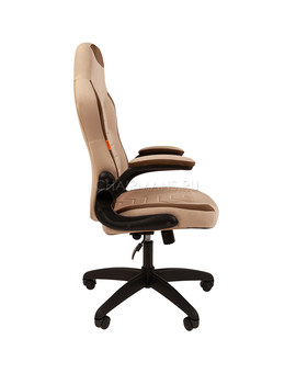 Кресло геймерское Chairman GAME 50 велюр светло-бежевый/коричневый, изображение 3