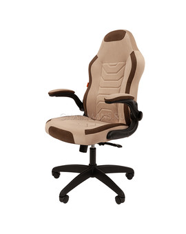 Кресло геймерское Chairman GAME 50 велюр светло-бежевый/коричневый, изображение 4