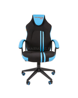 Кресло геймерское Chairman GAME 26 экопремиум черный/голубой, изображение 2