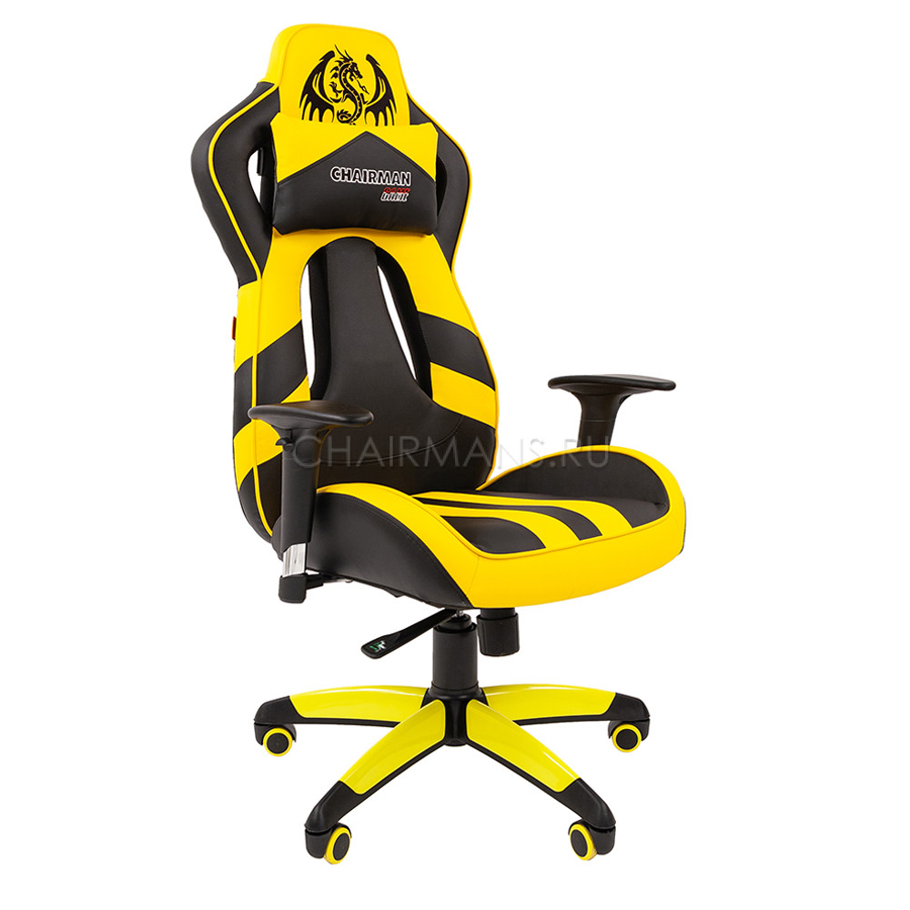 Кресло геймерское Chairman GAME 25 экопремиум черный/желтый