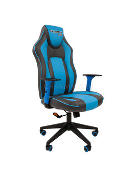 Кресло геймерское Chairman GAME 23 экопремиум серый/голубой, изображение 1