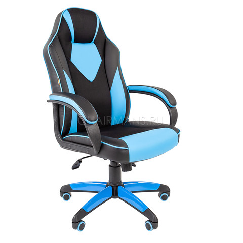 Кресло геймерское Chairman GAME 17 экопремиум черный/голубой