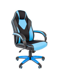 Кресло геймерское Chairman GAME 17 экопремиум черный/голубой, изображение 1