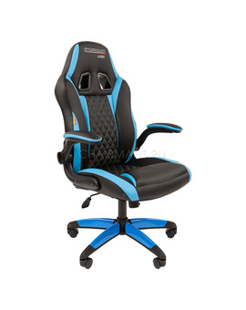 Кресло геймерское Chairman GAME 15 экопремиум черный/голубой, изображение 1
