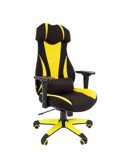 Кресло геймерское Chairman GAME 14 ткань черный/желтый, изображение 1