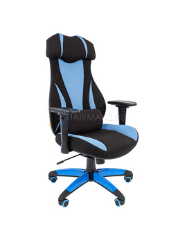 Кресло геймерское Chairman GAME 14 ткань черный/голубой, изображение 1
