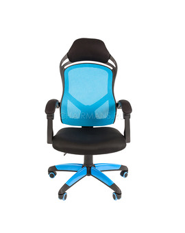 Кресло геймерское Chairman GAME 12 сетка/ткань голубой/черный, изображение 2