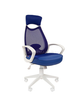 Кресло оператора Chairman 840 white сетка/ткань/экокожа синий, изображение 1
