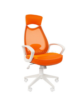 Кресло оператора Chairman 840 white сетка/ткань/экокожа оранжевый, изображение 1