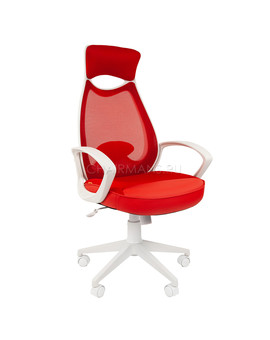 Кресло оператора Chairman 840 white сетка/ткань/экокожа красный, изображение 1