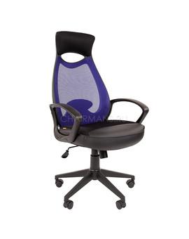 Кресло оператора Chairman 840 black сетка/ткань/экокожа синий/черный, изображение 1