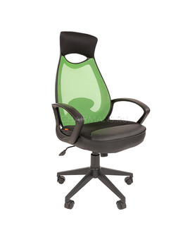 Кресло оператора Chairman 840 black сетка/ткань/экокожа черный/зеленый, изображение 1