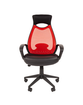 Кресло оператора Chairman 840 black сетка/ткань/экокожа красный/черный, изображение 2