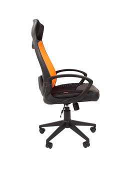 Кресло оператора Chairman 840 black сетка/ткань/экокожа оранжевый/черный, изображение 3