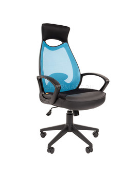 Кресло оператора Chairman 840 black сетка/ткань/экокожа голубой/черный, изображение 1