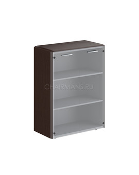 Шкаф средний со стеклянными дверьми и обвязкой Skyland DIONI DMC 85.2 венге магия, изображение 1