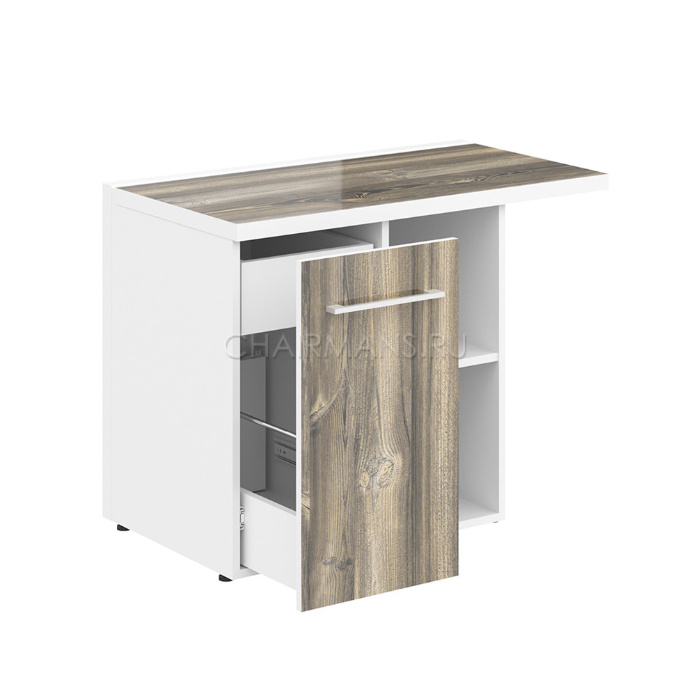 Кликните для увеличения изображения Тумба приставная Skyland MORRIS MCRT 1055(L) дуб базель/белый